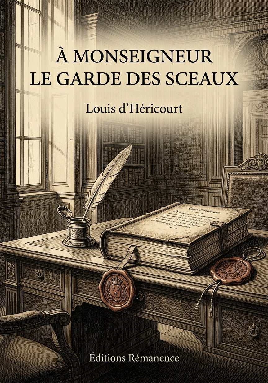Livre À Monseigneur le Garde des sceaux par Louis d’Héricourt - Couverture - Editions Remanence