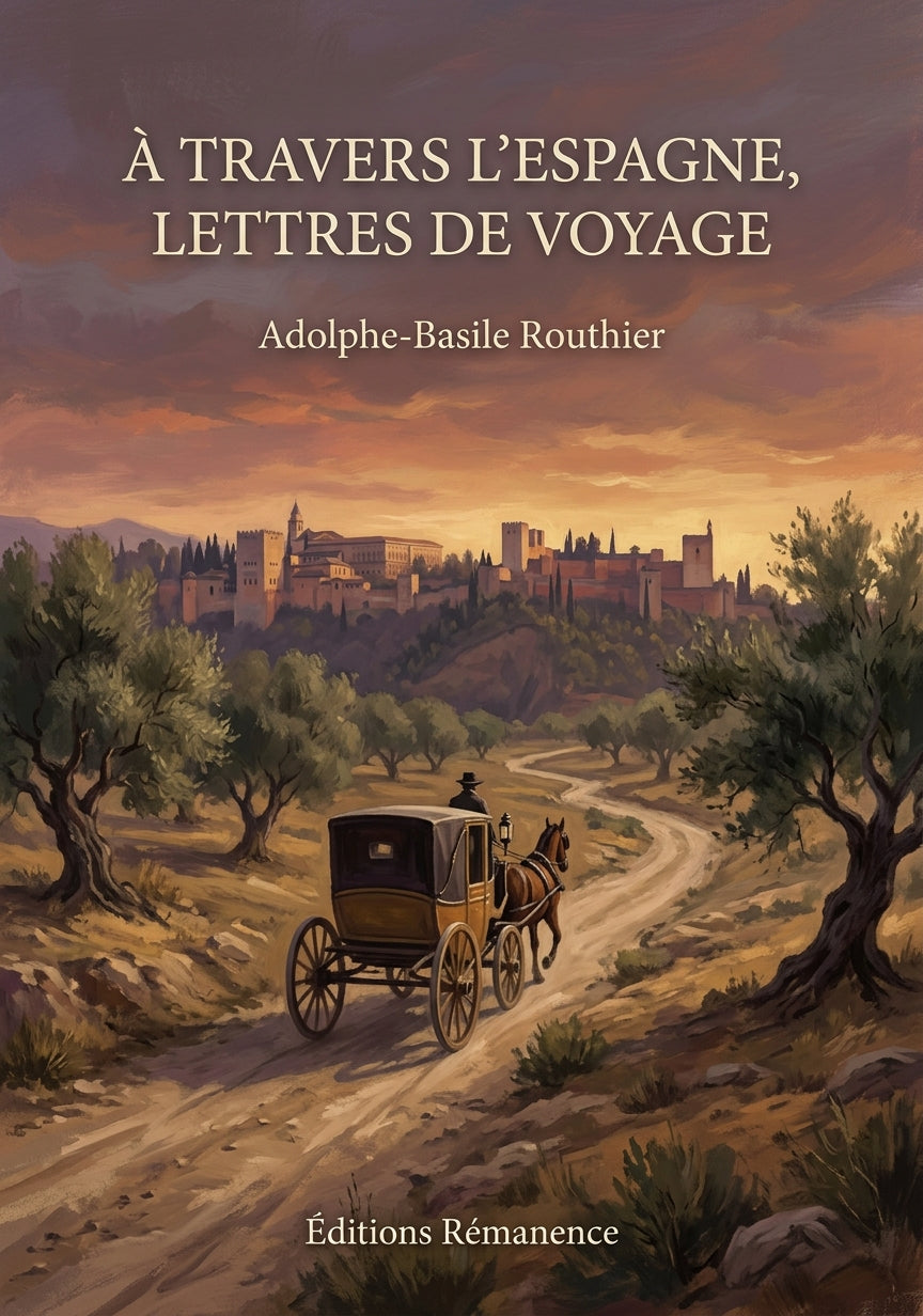Livre À travers l’Espagne, Lettres de voyage par Adolphe-Basile Routhier - Couverture - Editions Remanence