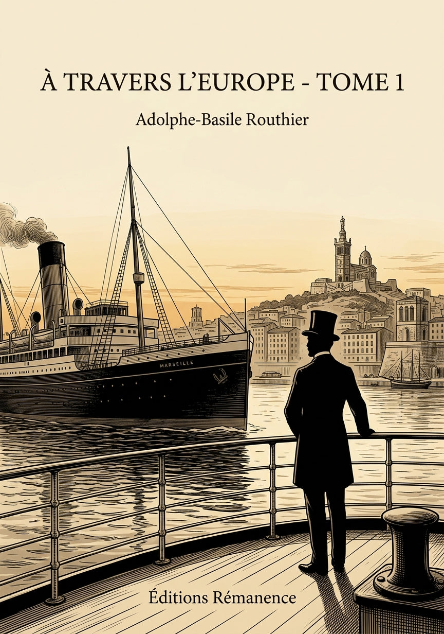 Livre À travers l’Europe - Tome 1 par Adolphe-Basile Routhier - Couverture - Editions Remanence