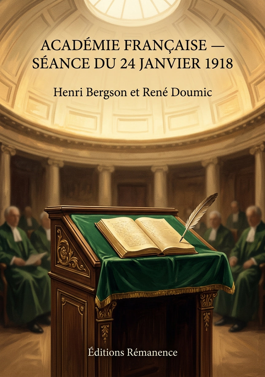 Livre Académie Française — Séance du 24 janvier 1918 par Henri Bergson et René Doumic - Couverture - Editions Remanence