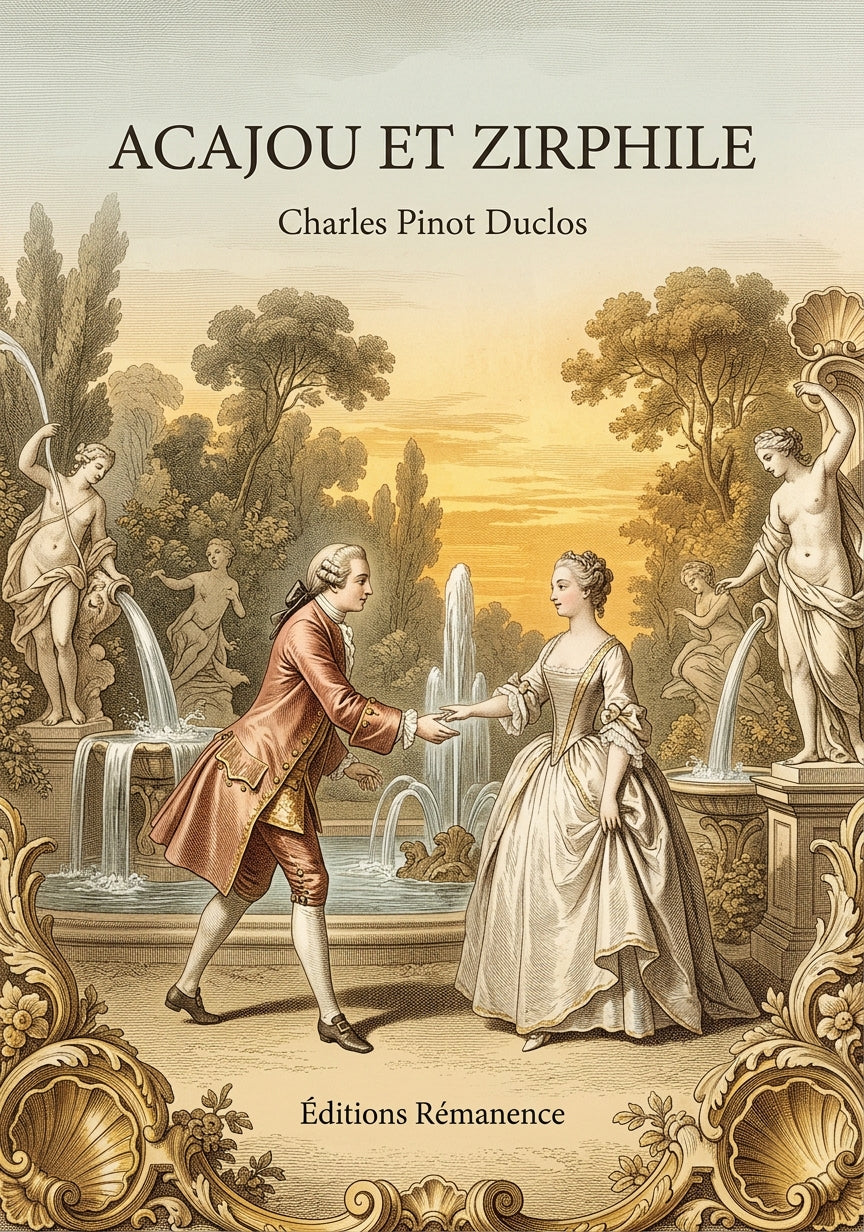 Livre Acajou et Zirphile par Charles Pinot Duclos - Couverture - Editions Remanence