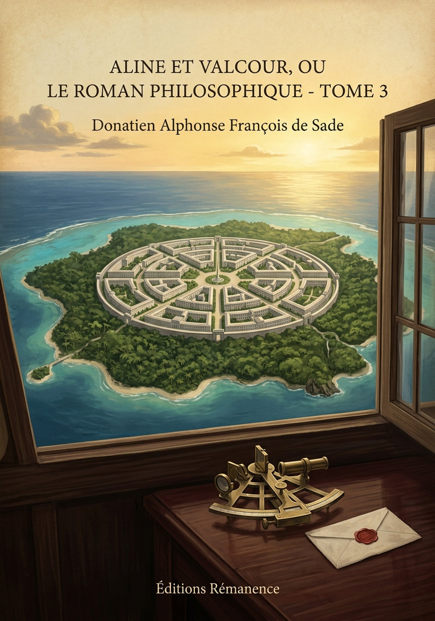 Livre Aline et Valcour, ou Le roman philosophique - Tome 3 par Donatien Alphonse François de Sade - Couverture - Editions Remanence