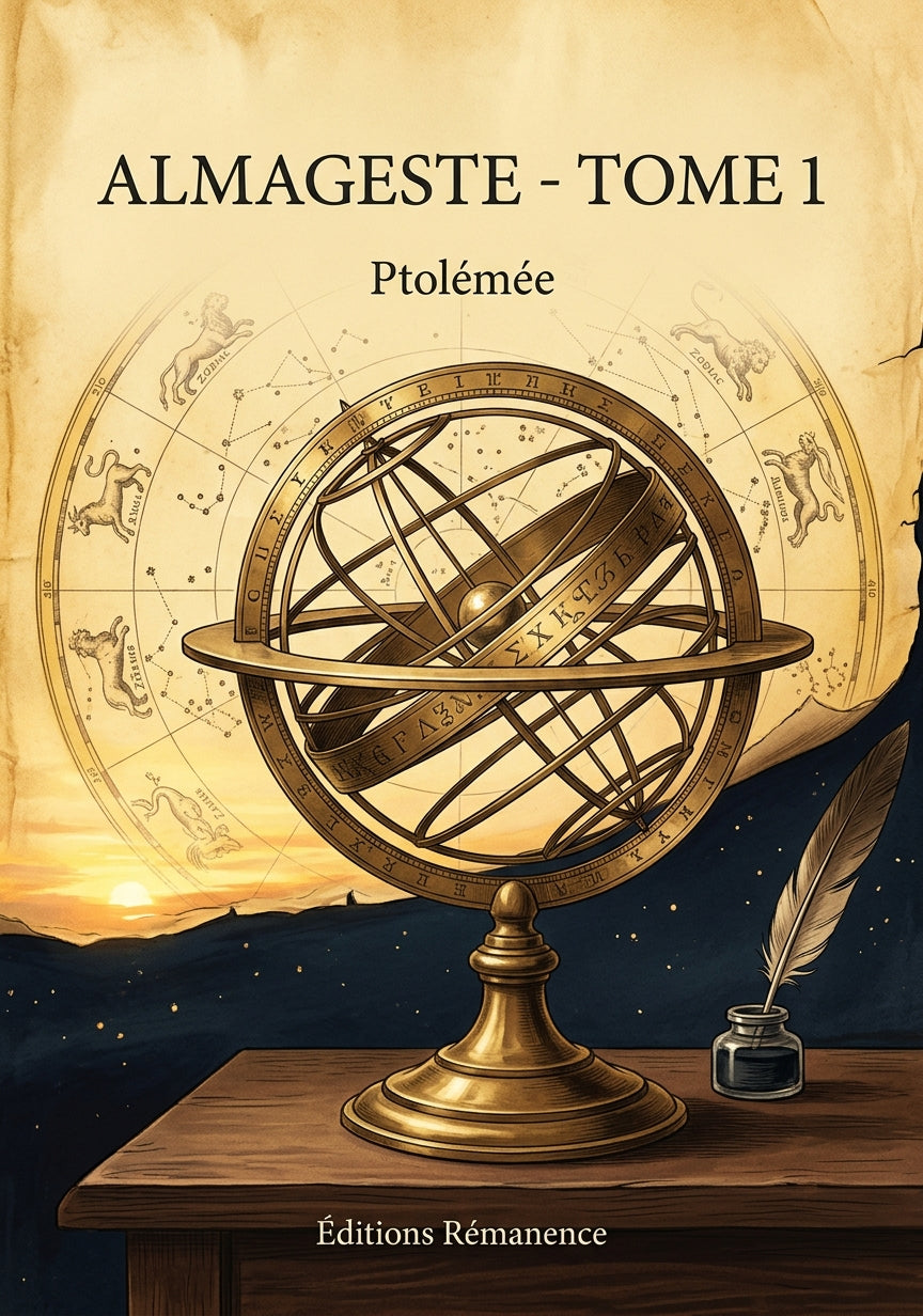 Livre Almageste - Tome 1 par Ptolémée - Couverture - Editions Remanence