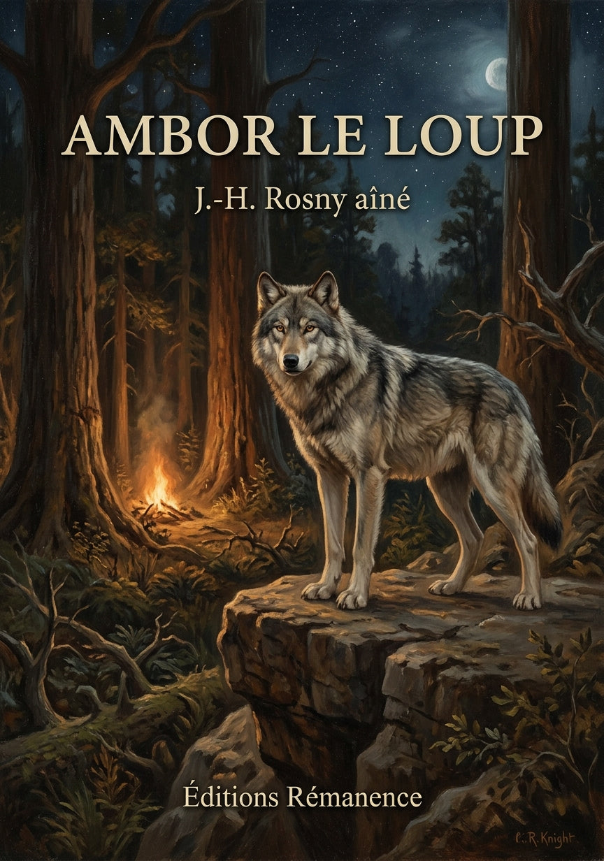 Livre Ambor le loup par J.-H. Rosny aîné - Couverture - Editions Remanence
