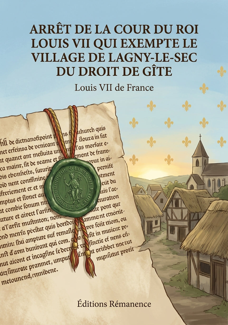 Livre Arrêt de la cour du roi Louis VII qui exempte le village de Lagny-le-Sec du droit de gîte par Louis VII de France - Couverture - Editions Remanence