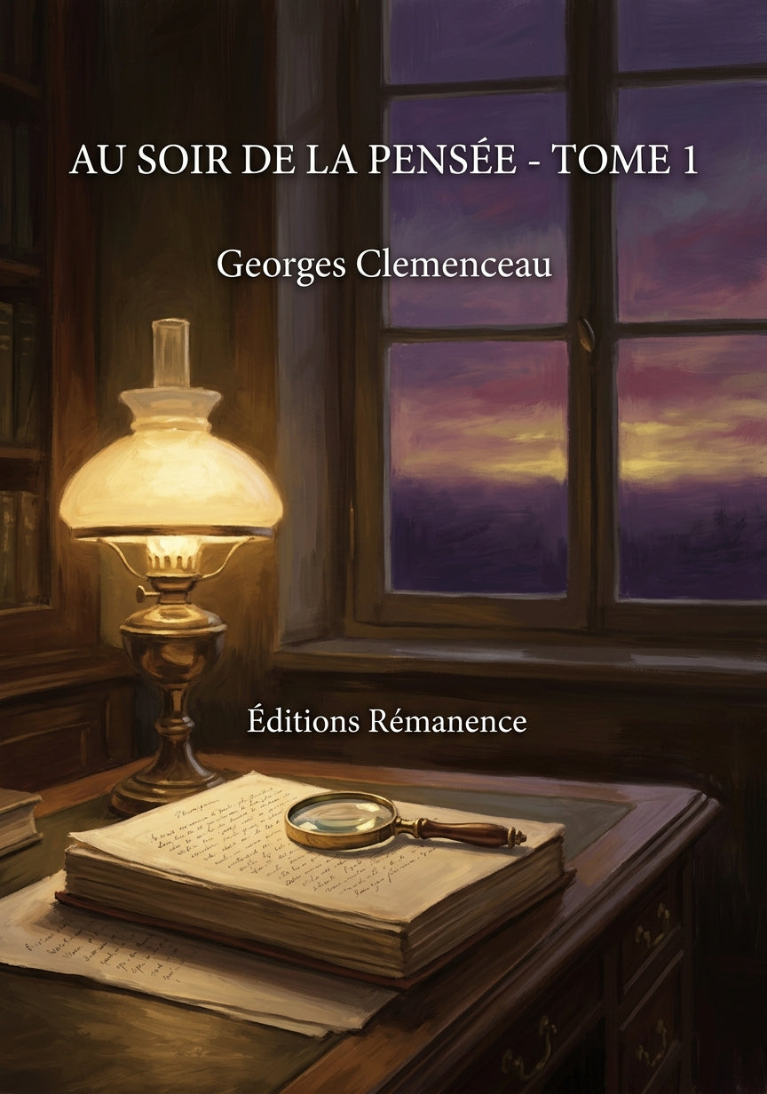 Livre Au soir de la pensée - Tome 1 par Georges Clemenceau - Couverture - Editions Remanence