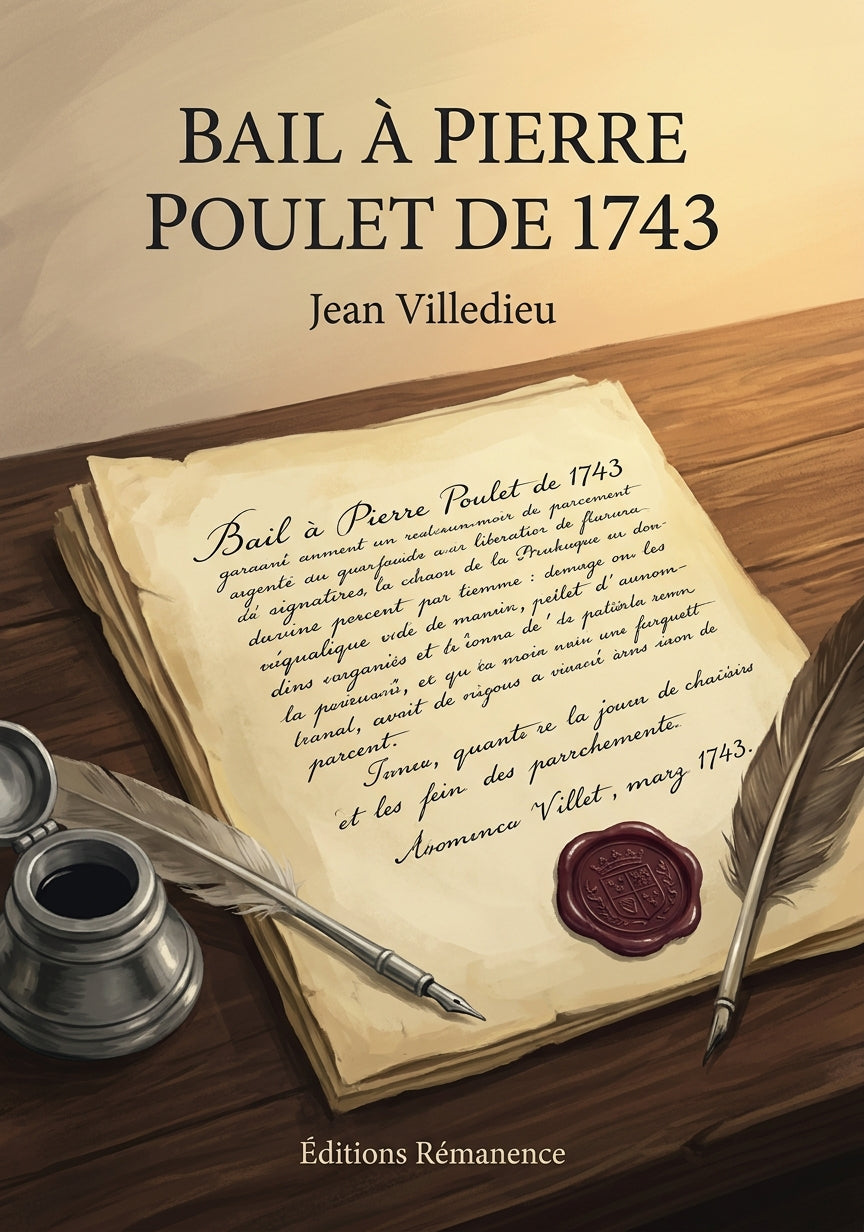 Livre Bail à Pierre Poulet de 1743 par Jean Villedieu - Couverture - Editions Remanence