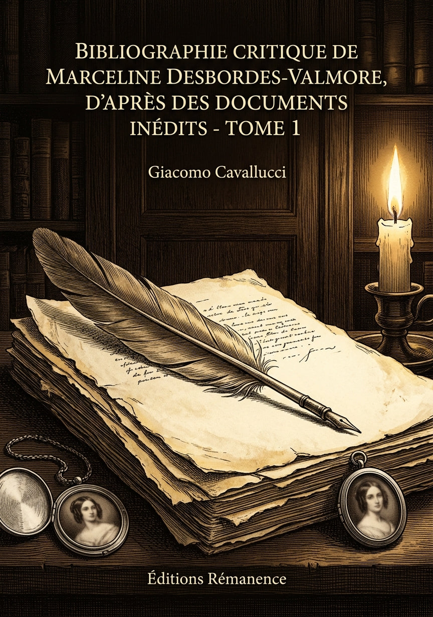 Livre Bibliographie critique de Marceline Desbordes-Valmore, d'après des documents inédits - Tome 1 par Giacomo Cavallucci - Couverture - Editions Remanence