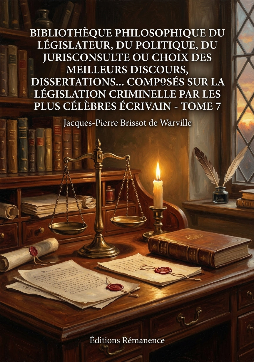Livre Bibliothèque philosophique du législateur, du politique, du jurisconsulte - Tome 8 par Jacques-Pierre Brissot de Warville - Couverture - Editions Remanence