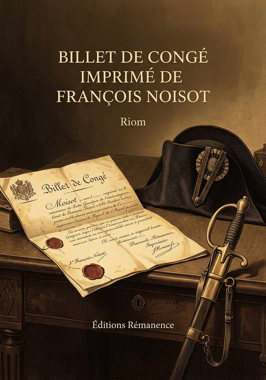 Livre Billet de congé imprimé de François Noisot par Riom - Couverture - Editions Remanence