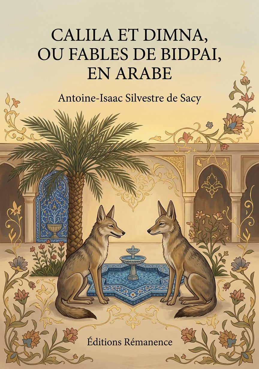 Livre Calila et Dimna, ou Fables de Bidpai, en arabe par Antoine-Isaac Silvestre de Sacy - Couverture - Editions Remanence