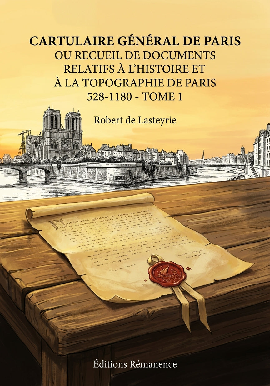 Livre Cartulaire général de Paris ou recueil de documents relatifs à l’histoire et à la topographie de Paris 528-1180 - Tome 1 par Robert de Lasteyrie - Couverture - Editions Remanence