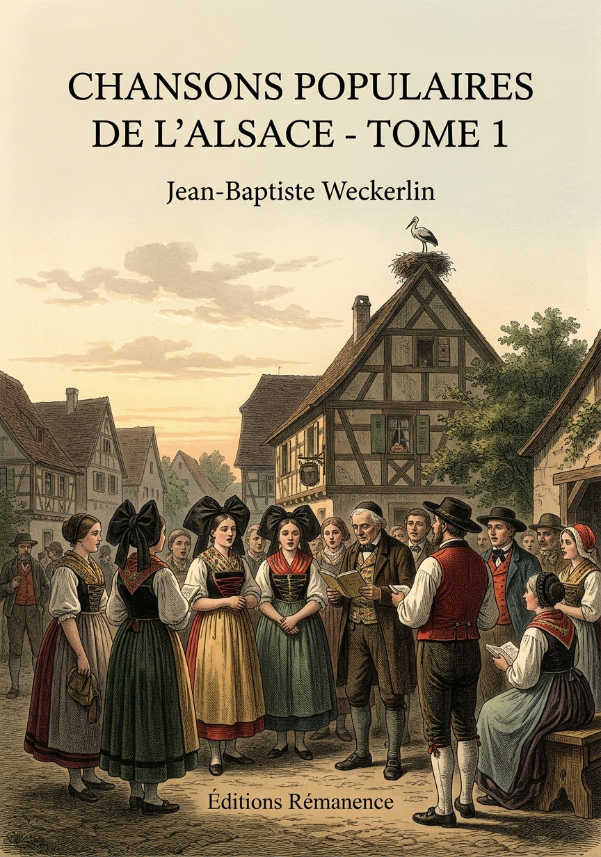 Livre Chansons populaires de l’Alsace - Tome 1 par Jean-Baptiste Weckerlin - Couverture - Editions Remanence