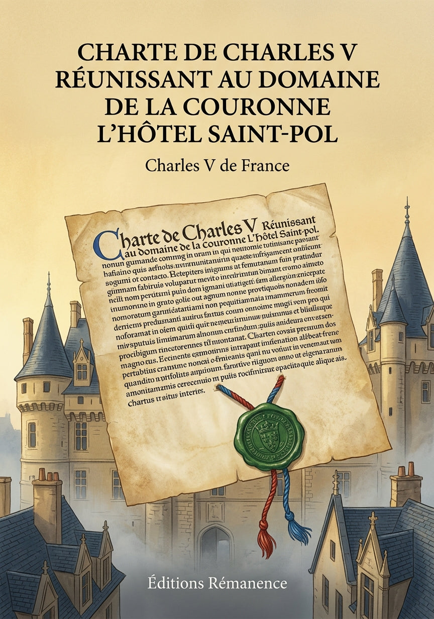 Livre Charte de Charles V réunissant au domaine de la Couronne l’hôtel Saint-Pol par Charles V de France - Couverture - Editions Remanence