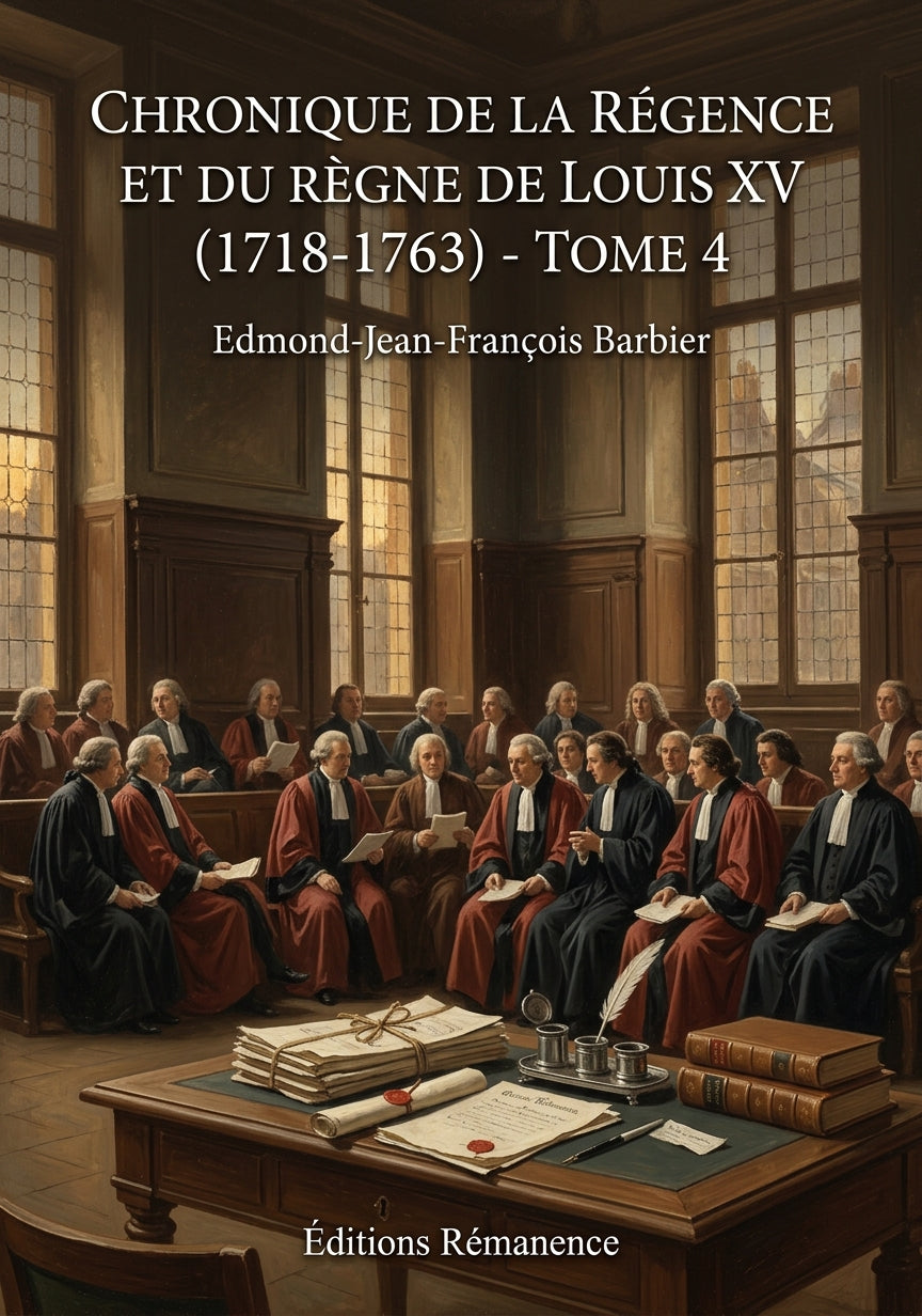 Livre Chronique de la régence et du règne de Louis XV (1718-1763) - Tome 4 par Edmond-Jean-François Barbier - Couverture - Editions Remanence