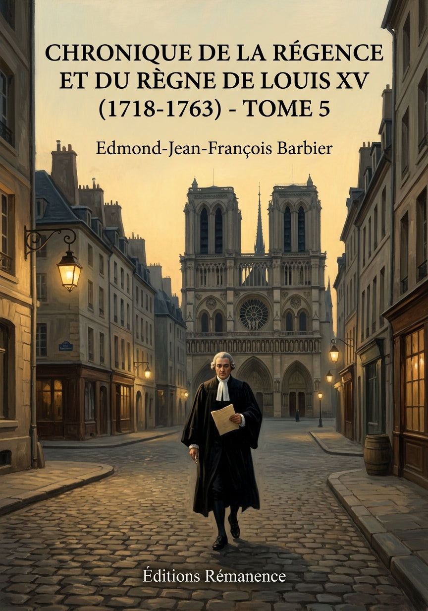 Livre Chronique de la régence et du règne de Louis XV (1718-1763) - Tome 5 par Edmond-Jean-François Barbier - Couverture - Editions Remanence