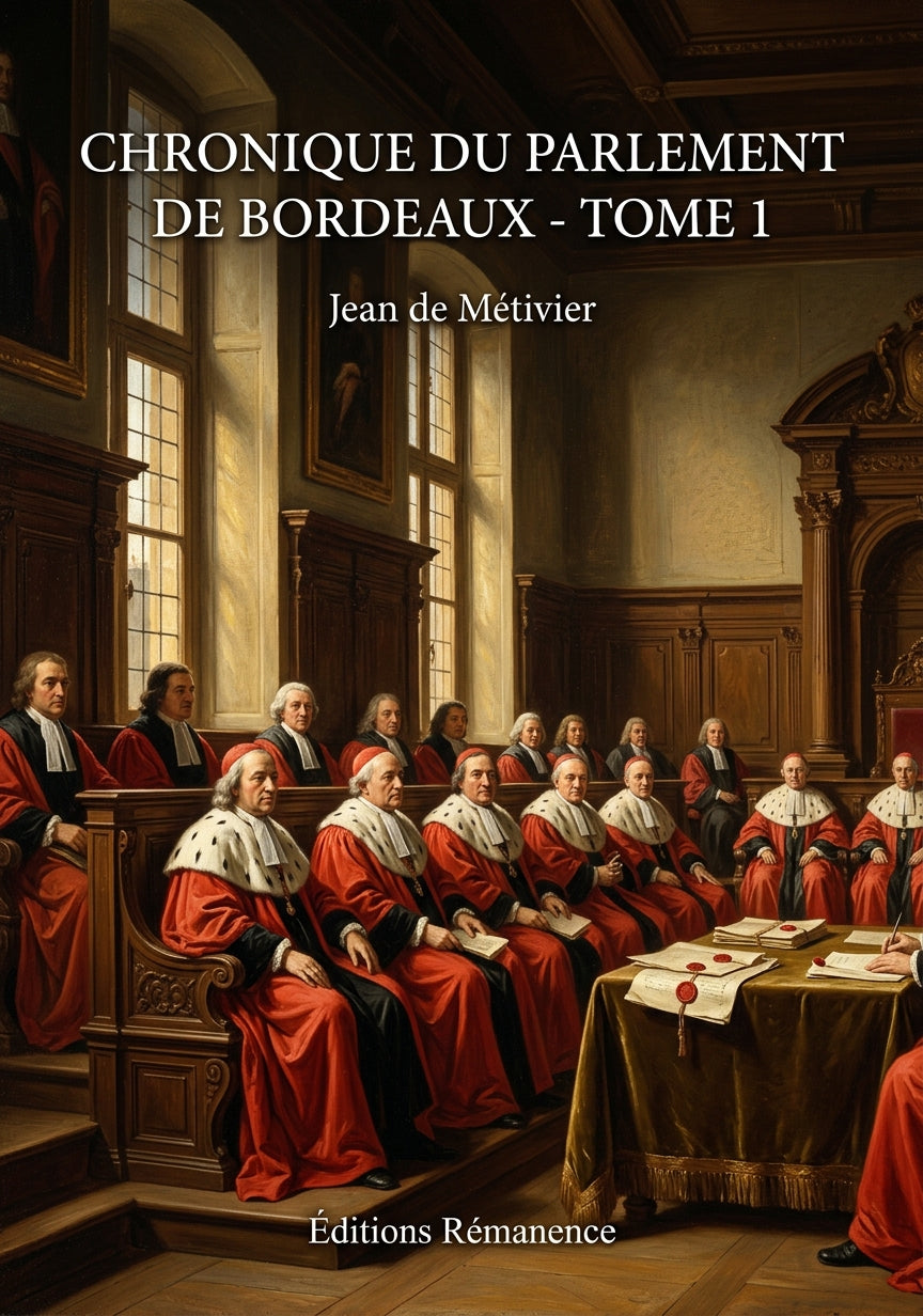 Livre Chronique du parlement de Bordeaux - Tome 1 par Jean de Métivier - Couverture - Editions Remanence