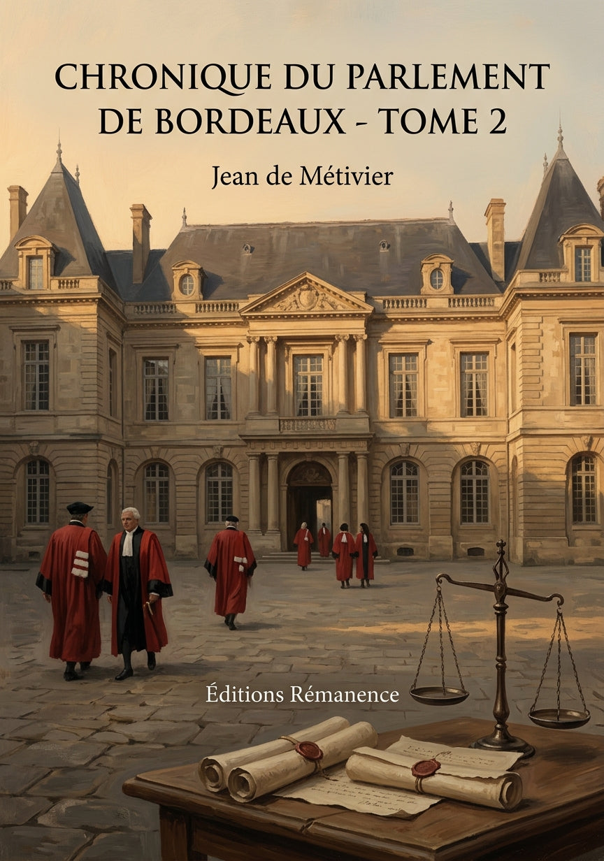 Livre Chronique du parlement de Bordeaux - Tome 2 par Jean de Métivier - Couverture - Editions Remanence