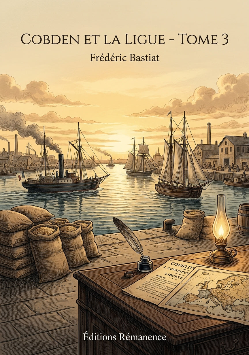 Livre Cobden et la ligue - Tome 3 par Frédéric Bastiat - Couverture - Editions Remanence