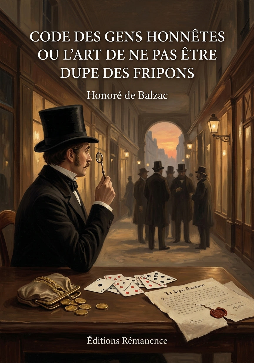 Livre Code des gens honnêtes ou l’art de ne pas être dupe des fripons par Honoré de Balzac - Couverture - Editions Remanence