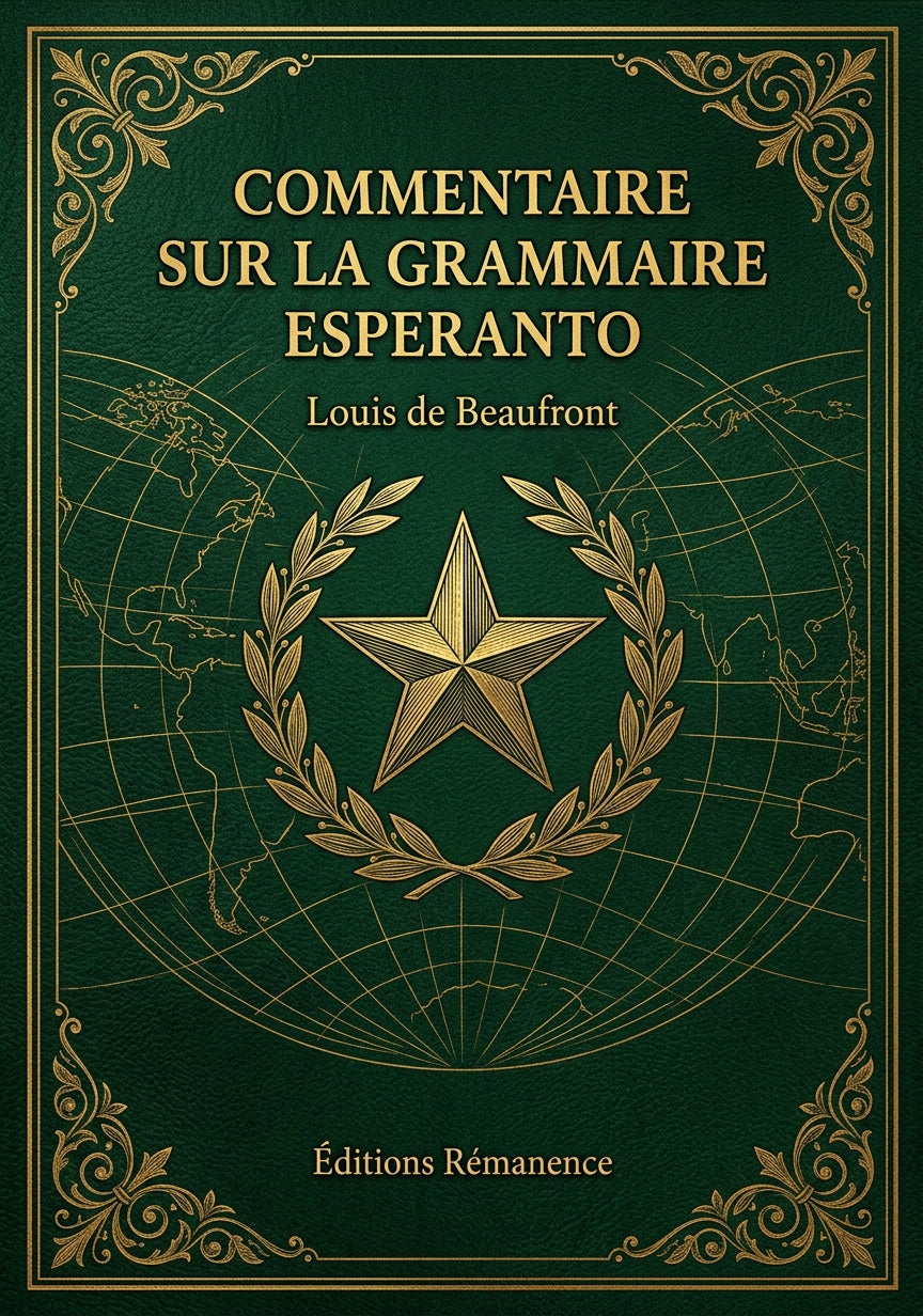 Livre Commentaire sur la grammaire Esperanto par Louis de Beaufront - Couverture - Editions Remanence
