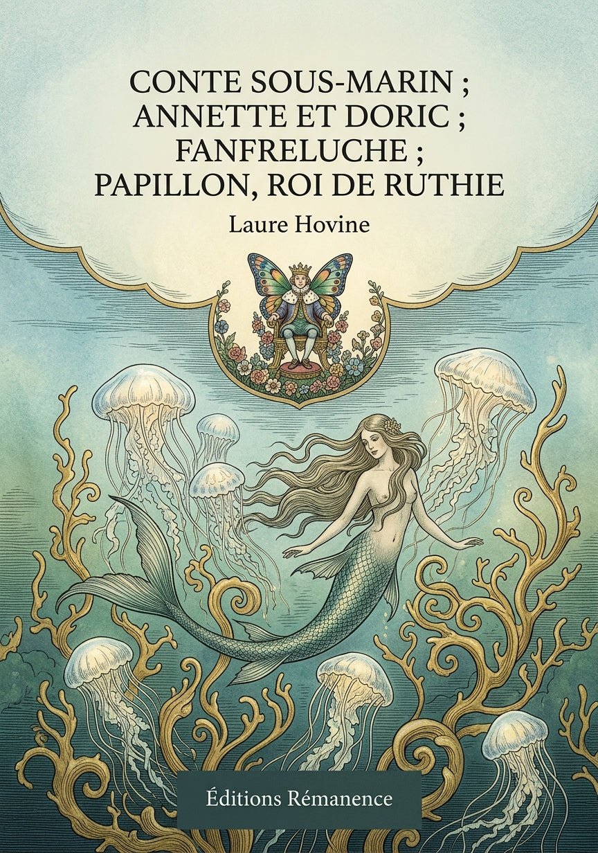 Livre Conte sous-marin ; Annette et Doric ; Fanfreluche ; Papillon, Roi de Ruthie par Laure Hovine - Couverture - Editions Remanence