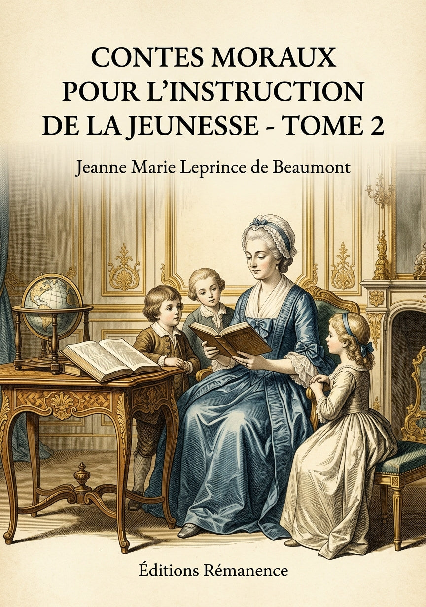 Livre Contes moraux pour l’instruction de la jeunesse - Tome 2 par Jeanne Marie Leprince de Beaumont - Couverture - Editions Remanence