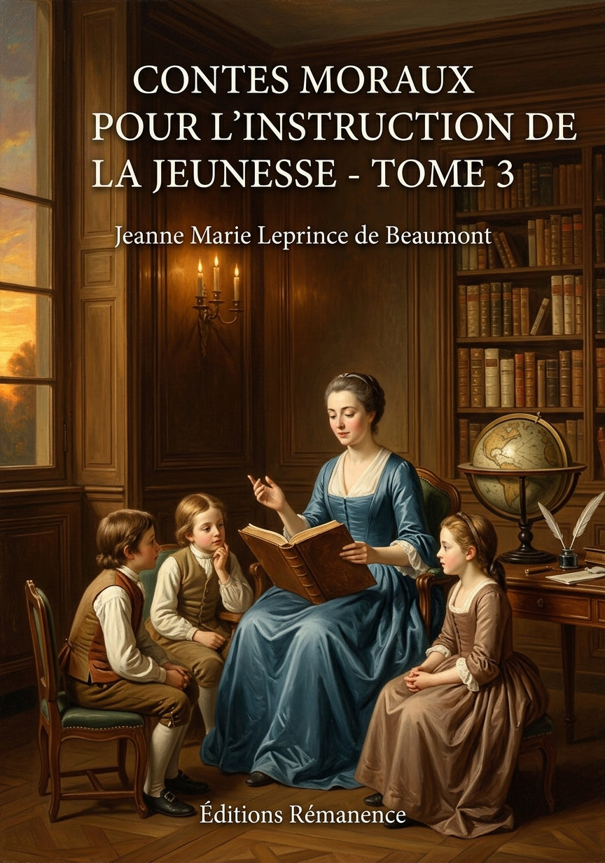 Livre Contes moraux pour l’instruction de la jeunesse - Tome 3 par Jeanne Marie Leprince de Beaumont - Couverture - Editions Remanence