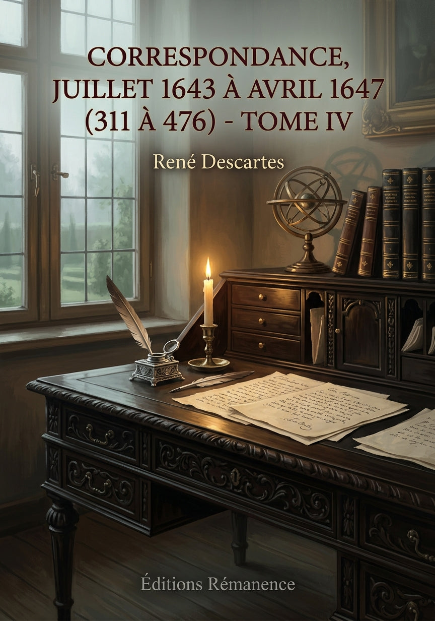 Livre Correspondance, juillet 1643 à avril 1647 (311 à 476) - Tome IV par René Descartes - Couverture - Editions Remanence
