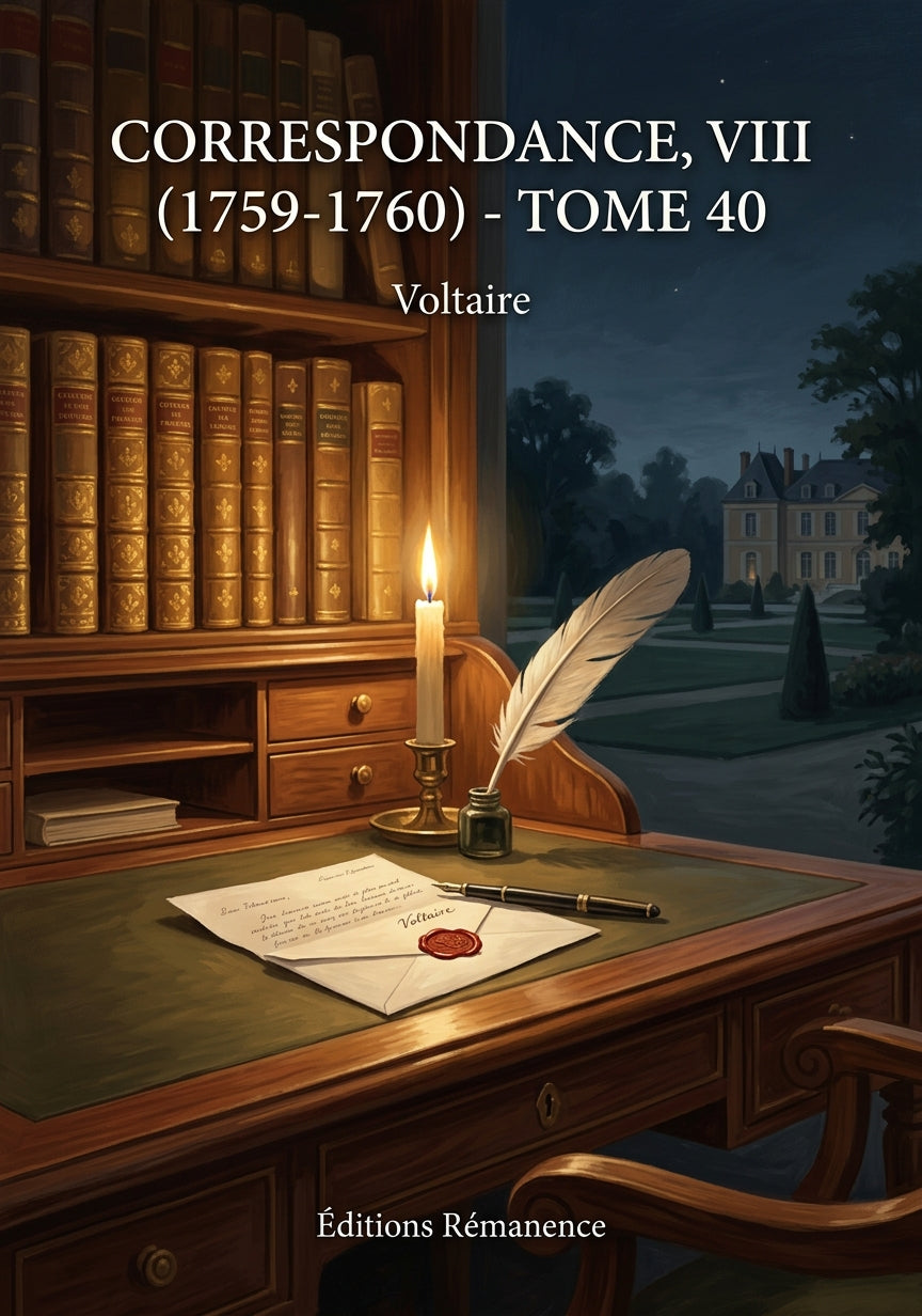 Livre Correspondance, VIII (1759-1760) - Tome 40 par Voltaire - Couverture - Editions Remanence