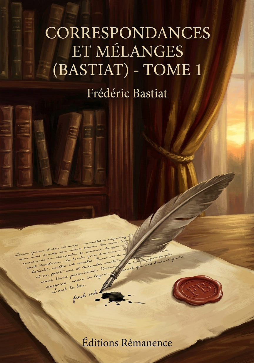 Livre Correspondances et mélanges (Bastiat) - Tome 1 par Frédéric Bastiat - Couverture - Editions Remanence