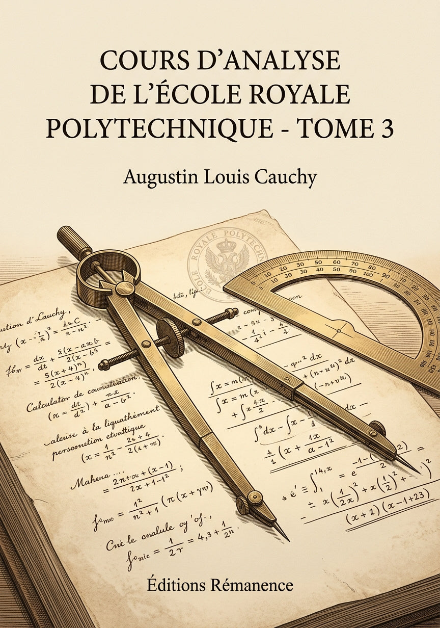 Livre Cours d’analyse de l’école royale polytechnique - Tome 3 par Augustin Louis Cauchy - Couverture - Editions Remanence