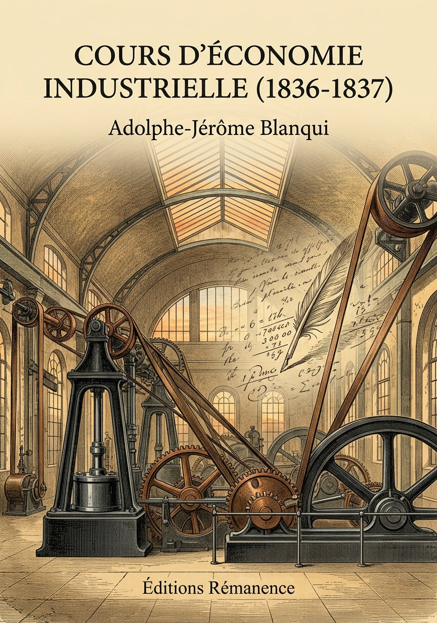 Livre Cours d’économie industrielle (1836-1837) par Adolphe-Jérôme Blanqui - Couverture - Editions Remanence