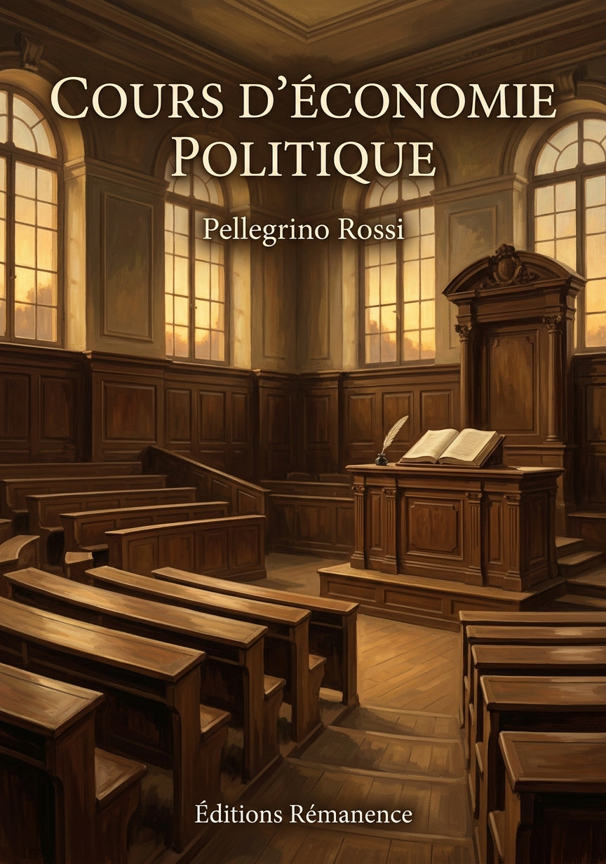 Livre Cours d’économie politique par Pellegrino Rossi - Couverture - Editions Remanence