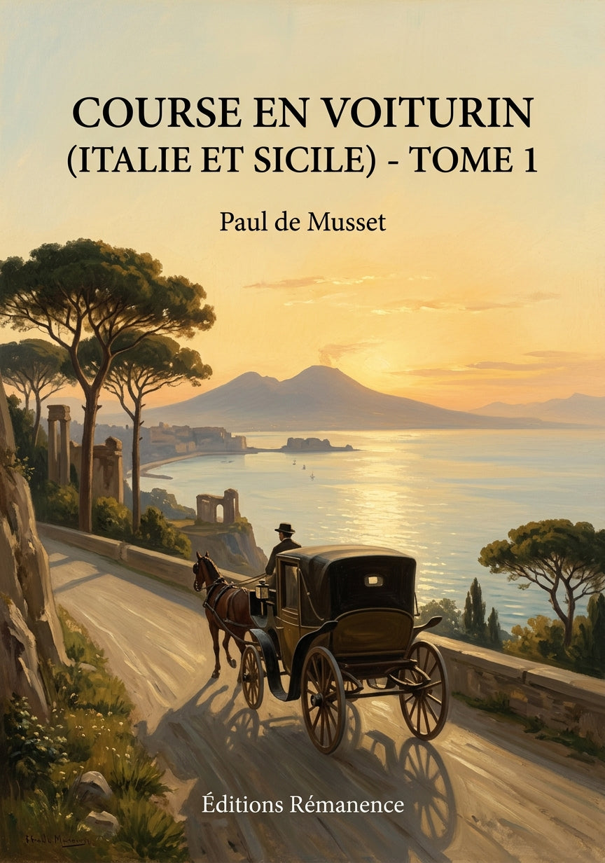 Livre Course en voiturin (Italie et Sicile) - Tome 1 par Paul de Musset - Couverture - Editions Remanence