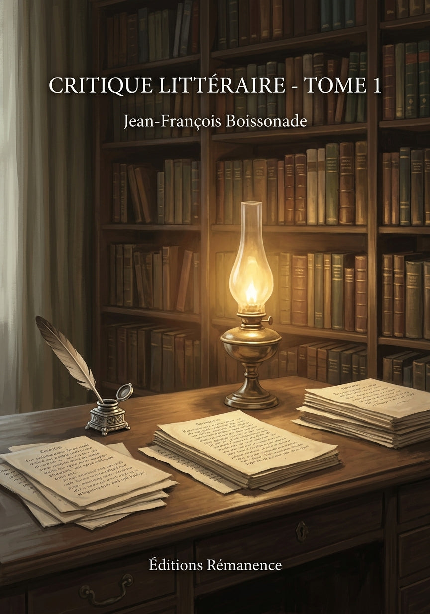 Livre Critique littéraire - Tome 1 par Jean-François Boissonade - Couverture - Editions Remanence