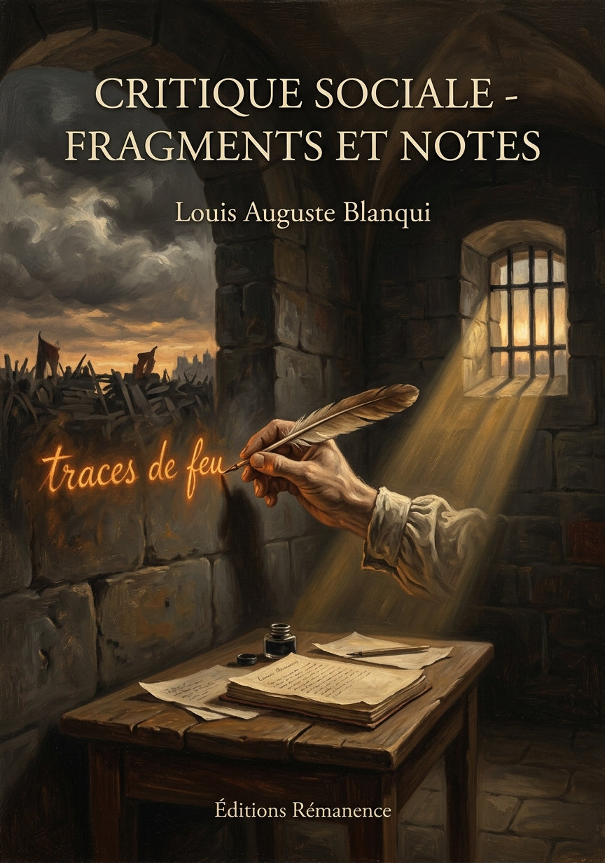 Livre Critique sociale - Fragments et Notes par Louis Auguste Blanqui - Couverture - Editions Remanence