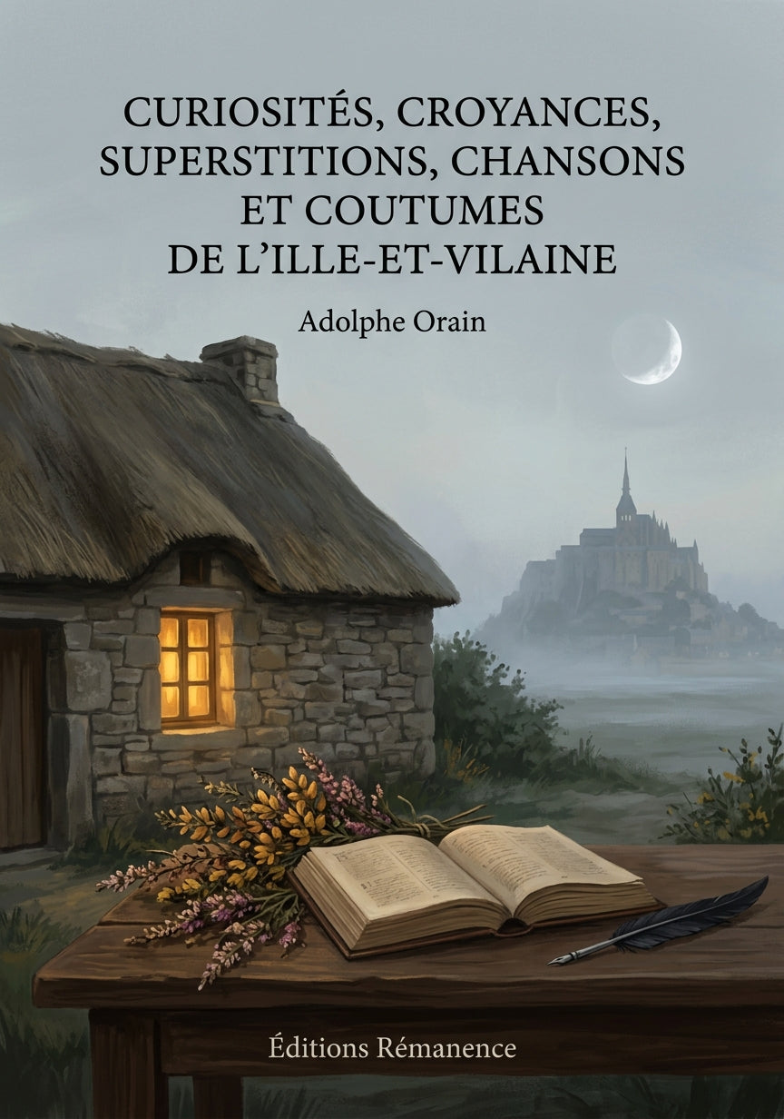 Livre Curiosités, croyances, superstitions, chansons et coutumes de l’Ille-et-Vilaine par Adolphe Orain - Couverture - Editions Remanence