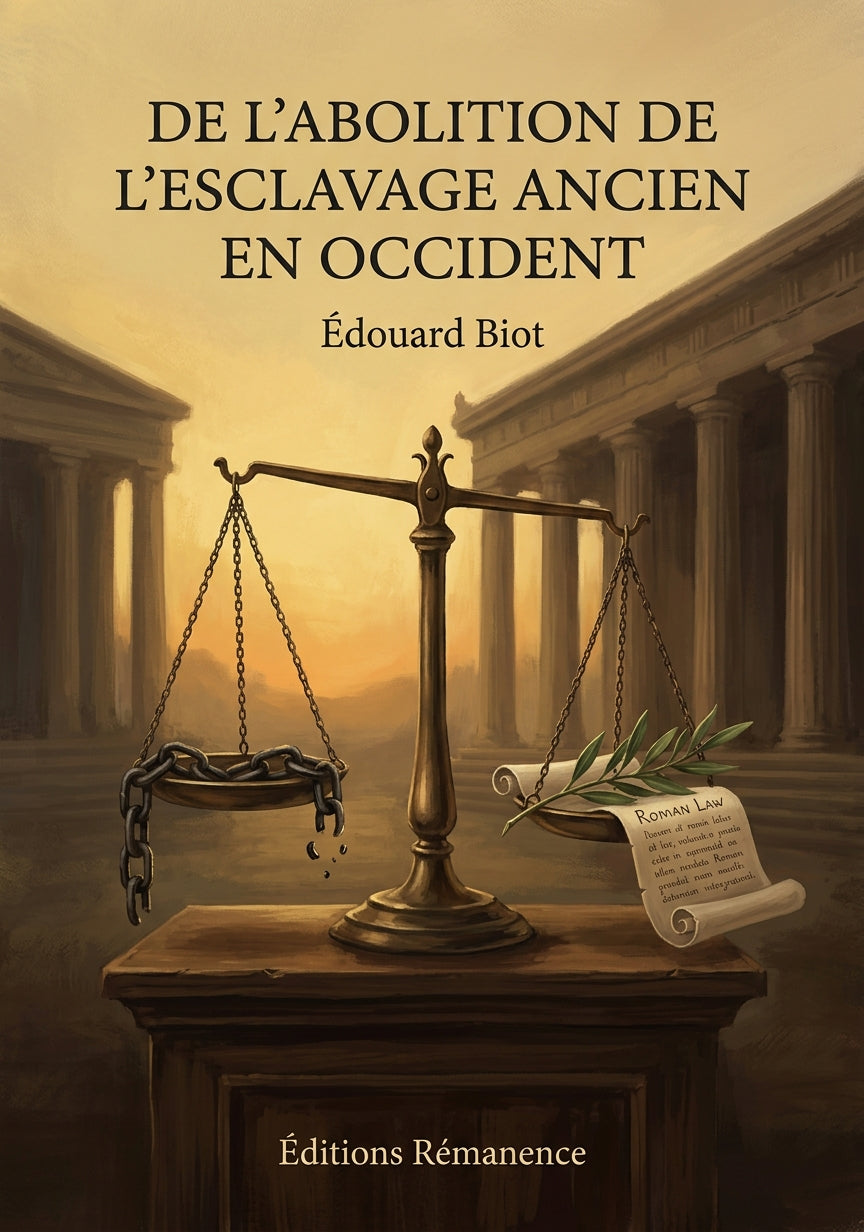 Livre De l'Abolition de l'esclavage ancien en Occident par Édouard Biot - Couverture - Editions Remanence