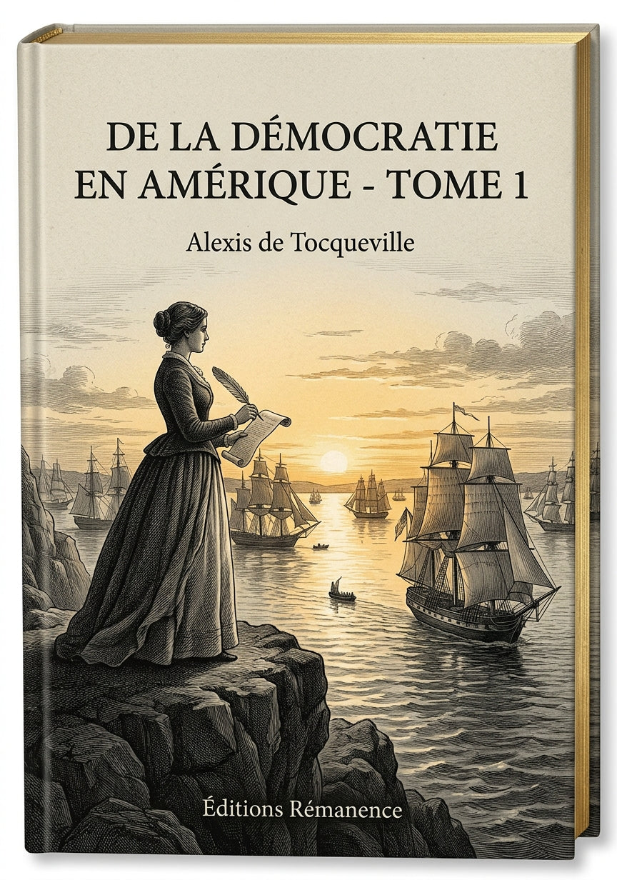 Livre De la démocratie en Amérique - Tome 1 par Alexis de Tocqueville - Couverture - Editions Remanence