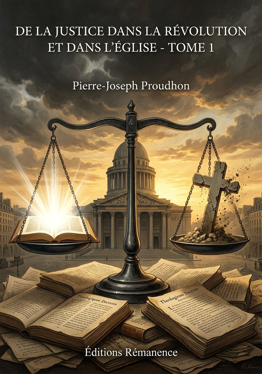 Livre De la justice dans la Révolution et dans l’Église - Tome 1 par Pierre-Joseph Proudhon - Couverture - Editions Remanence