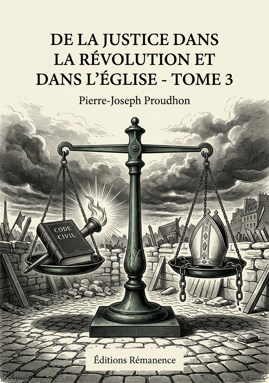 Livre De la justice dans la Révolution et dans l’Église - Tome 3 par Pierre-Joseph Proudhon - Couverture - Editions Remanence