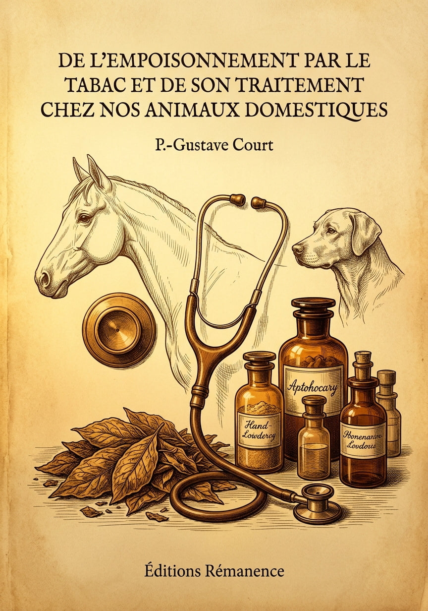 Livre De l’empoisonnement par le tabac et de son traitement chez nos animaux domestiques par P.-Gustave Court - Couverture - Editions Remanence