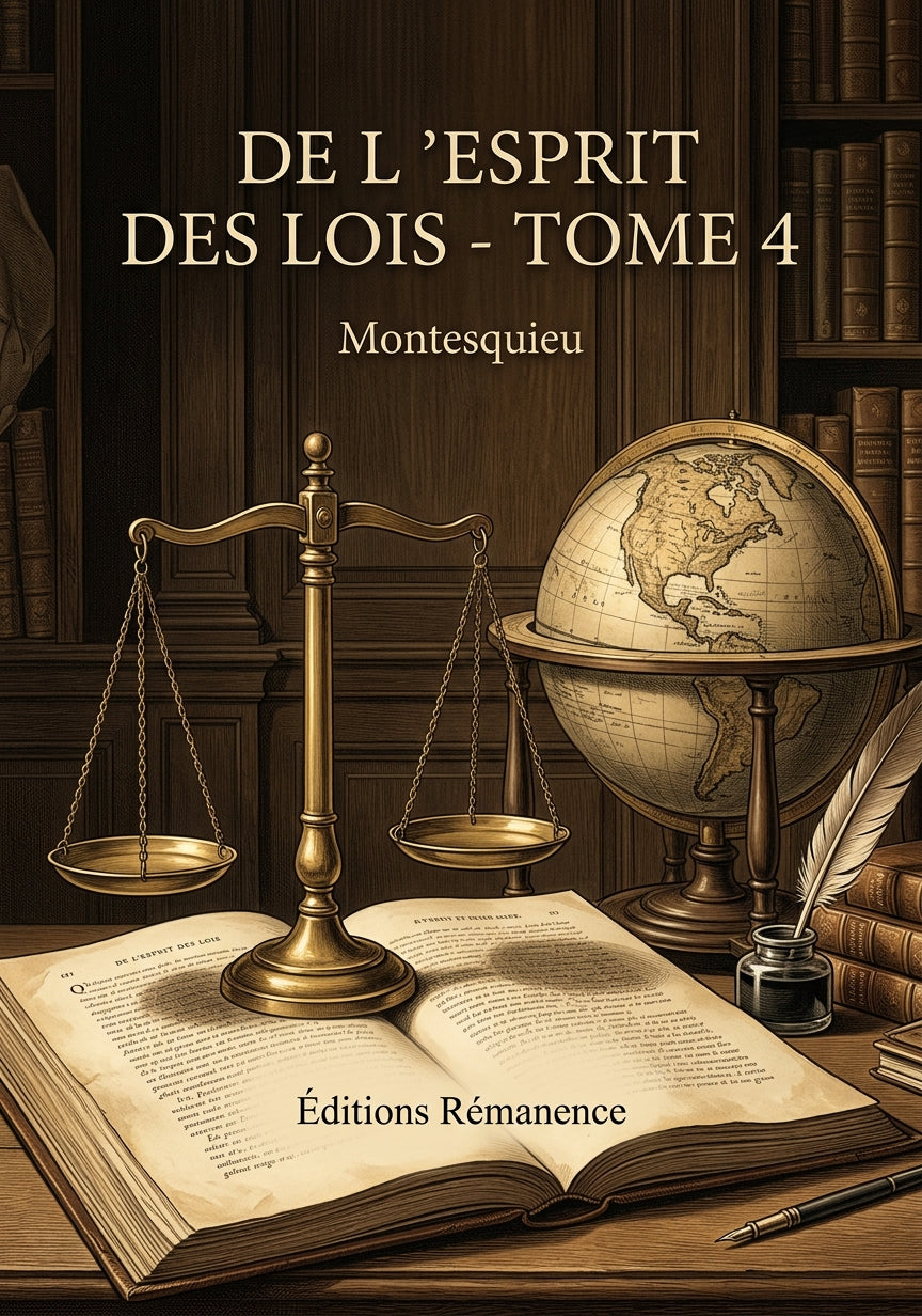 Livre De l’esprit des lois - Tome 4 par Montesquieu - Couverture - Editions Remanence