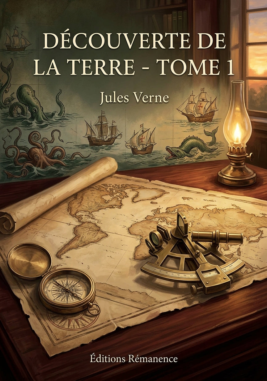 Livre Découverte de la Terre - Tome 1 par Jules Verne - Couverture - Editions Remanence