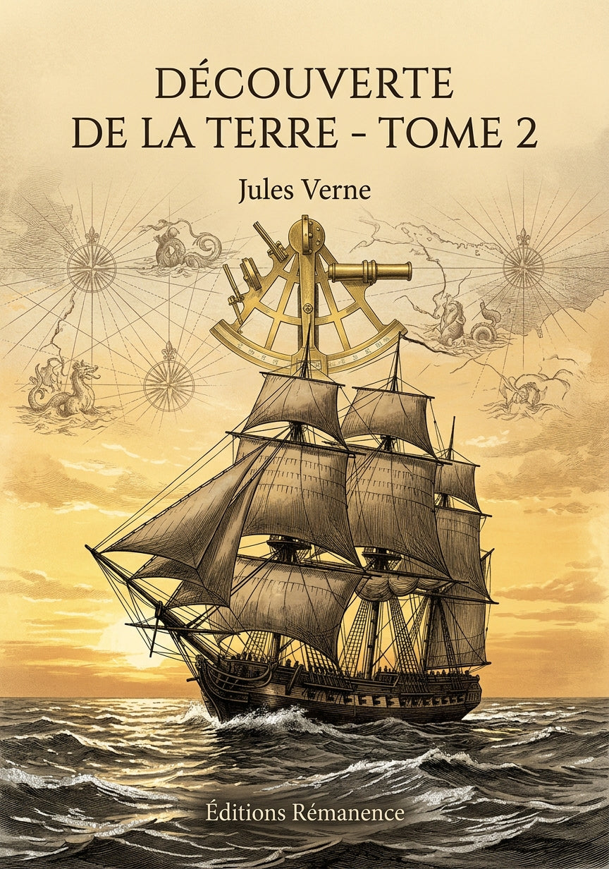 Livre Découverte de la Terre - Tome 2 par Jules Verne - Couverture - Editions Remanence