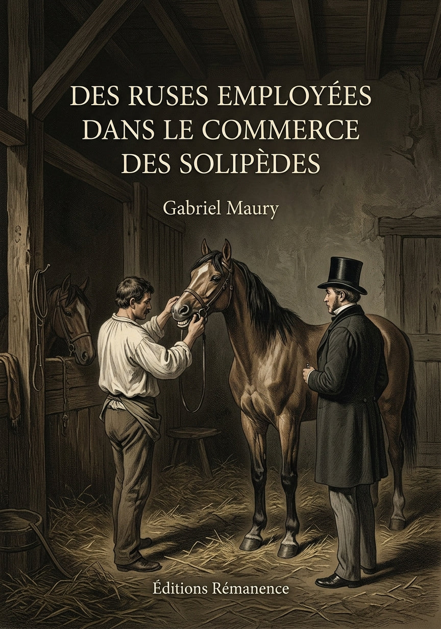 Livre Des ruses employées dans le commerce des solipèdes par Gabriel Maury - Couverture - Editions Remanence