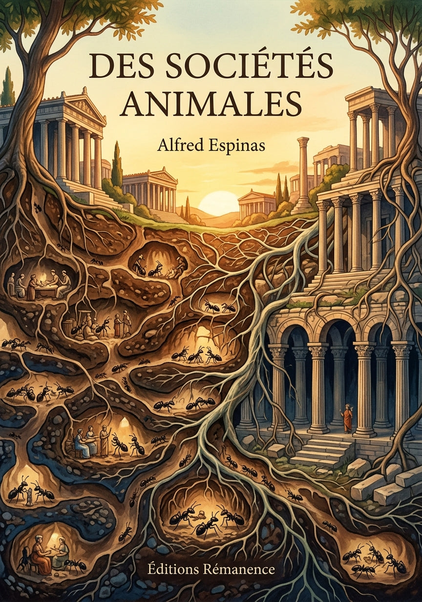 Livre Des sociétés animales par Alfred Espinas - Couverture - Editions Remanence