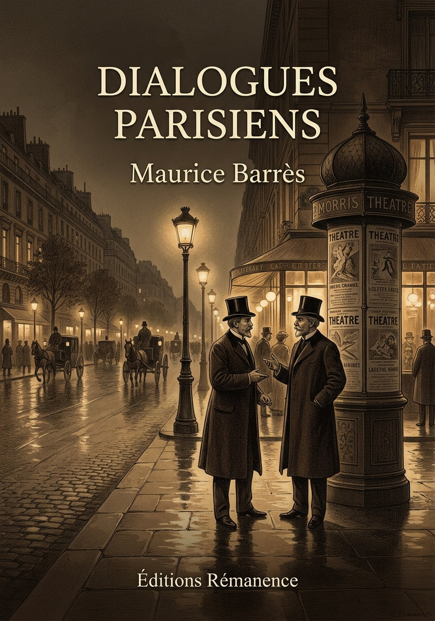 Livre Dialogues Parisiens par Maurice Barrès - Couverture - Editions Remanence