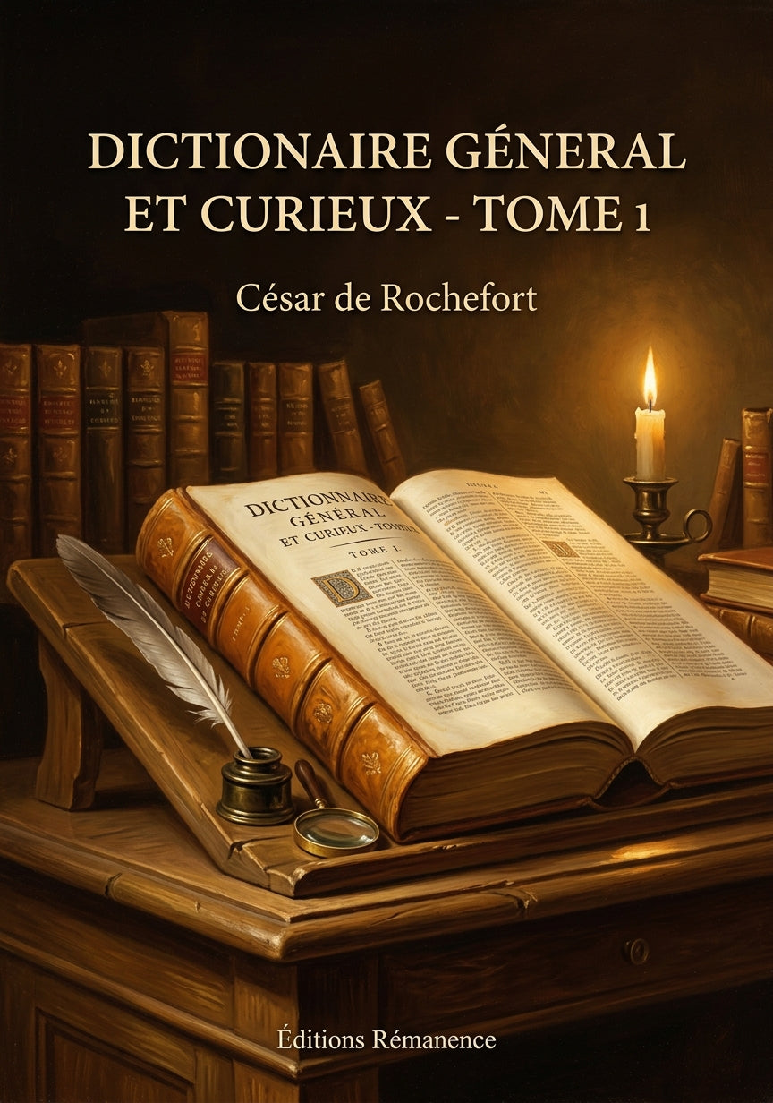 Livre Dictionaire general et curieux - Tome 1 par César de Rochefort - Couverture - Editions Remanence